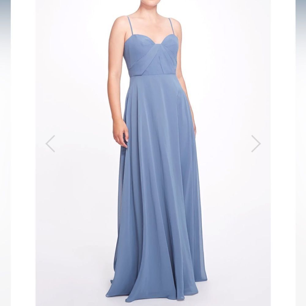 New Marchesa notte slate blue chiffon gown sz 18